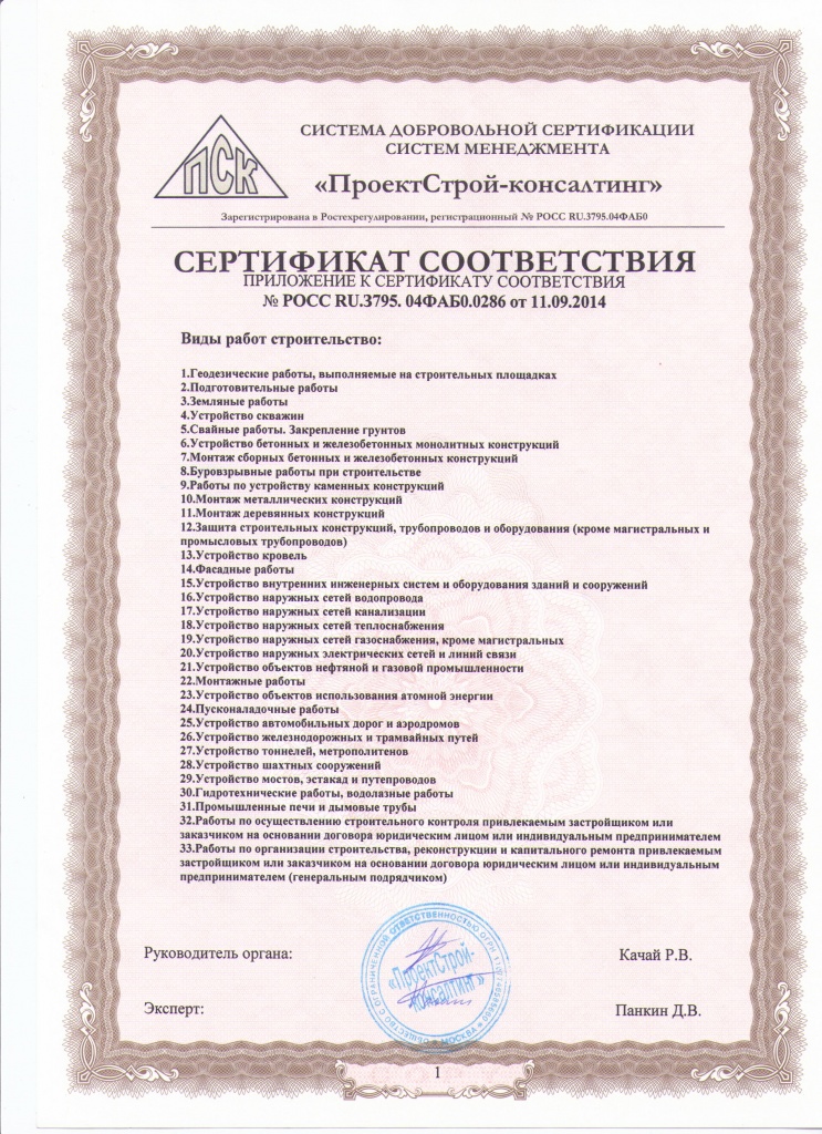 Сертификат соответствия требованиям к деятельности вид 3